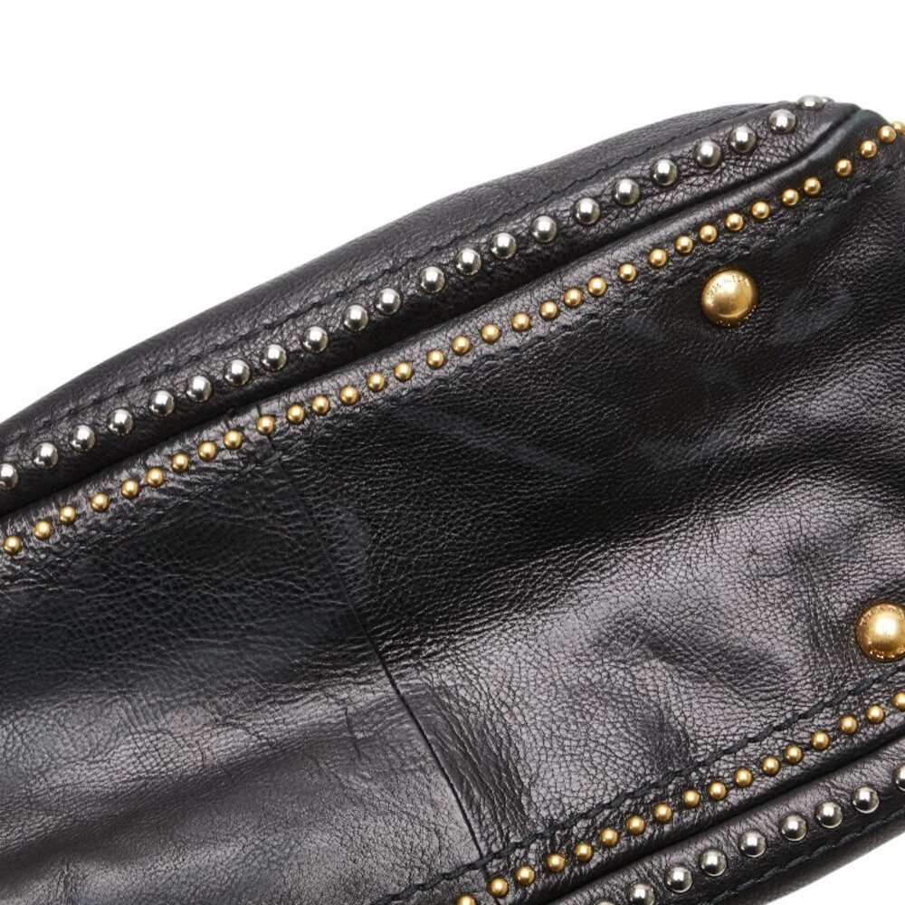 Prada triangular logo plaque studded handbag shou… - image 9